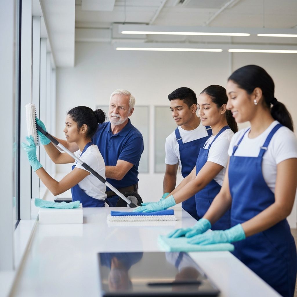 Professional office cleaning team